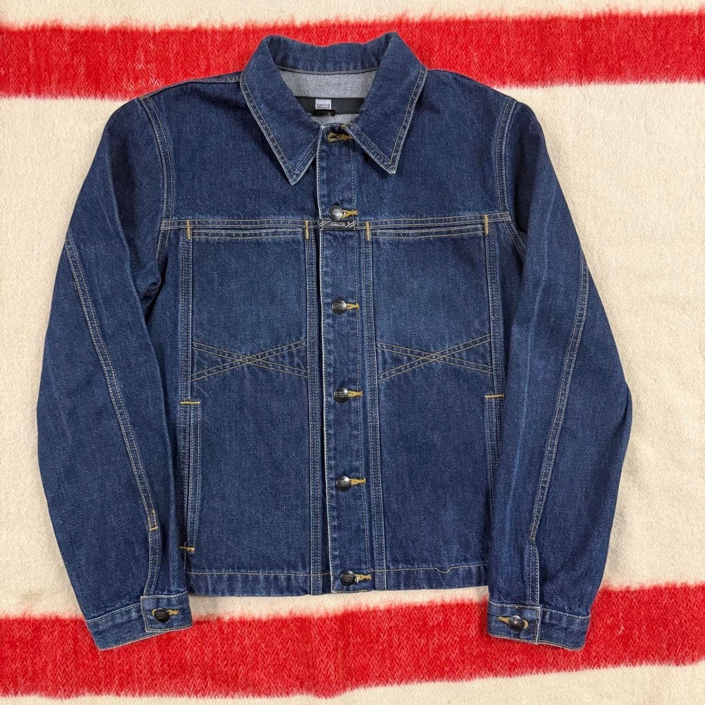 Marithe Francois Girbaud Vintage Denim Trucker Jacket Mens Large Navy Blue Y2K